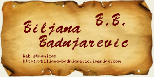 Biljana Badnjarević vizit kartica